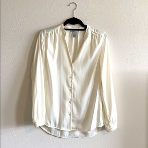 Off-white/Cream colored long sleeve blouse